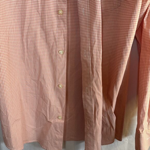 Men’s Greg Norman Orange Checked Performance Stretch Shirt Size XL Preowned - Picture 7 of 16